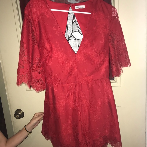 Red Lace Romper! open back - Picture 2 of 3